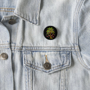 Christmas Palm Tree Light Hawaiian Tropical Men Wo 3 Cm Round Badge