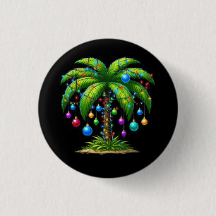 Christmas Palm Tree Light Hawaiian Tropical New Ye 3 Cm Round Badge