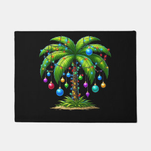 Christmas Palm Tree Light Hawaiian Tropical New Ye Doormat
