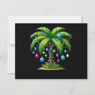 Christmas Palm Tree Light Hawaiian Tropical New Ye Holiday Card