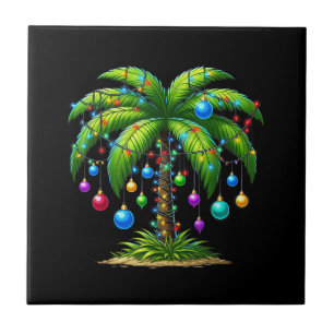 Christmas Palm Tree Light Hawaiian Tropical New Ye Tile