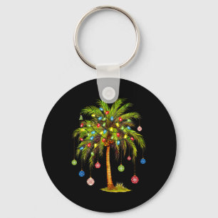 Christmas Palm Tree Light Hawaiian Tropical Xmas 1 Key Ring