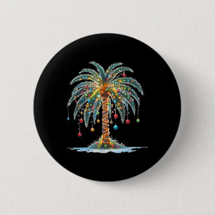 Christmas Palm Tree Light Hawaiian Tropical Xmas 2 6 Cm Round Badge