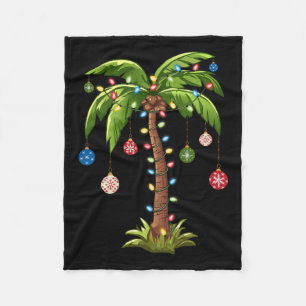 Christmas Palm Tree Light Hawaiian Tropical Xmas 2 Fleece Blanket