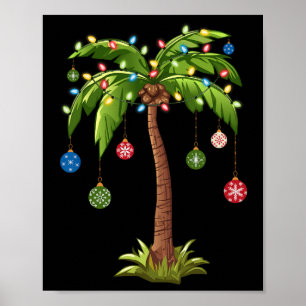 Christmas Palm Tree Light Hawaiian Tropical Xmas 2 Poster