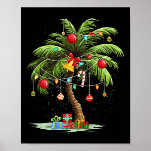 Christmas Palm Tree Light Hawaiian Tropical Xmas 3 Poster