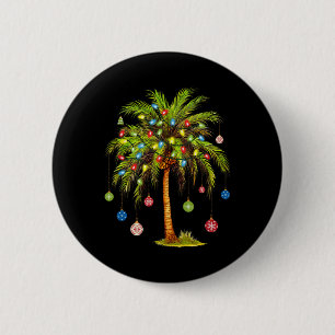 Christmas Palm Tree Light Hawaiian Tropical Xmas 6 Cm Round Badge