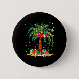 Christmas Palm Tree Light Hawaiian Tropical Xmas 6 Cm Round Badge