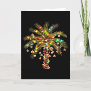 Christmas Palm Tree Light Hawaiian Tropical Xmas Card