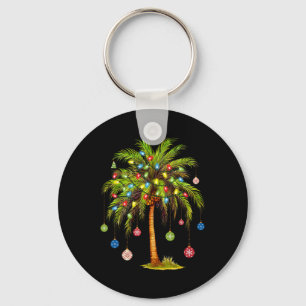 Christmas Palm Tree Light Hawaiian Tropical Xmas Key Ring