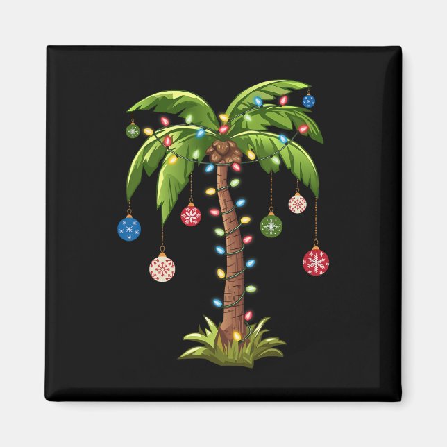 Christmas Palm Tree Light Hawaiian Tropical Xmas  Magnet (Front)