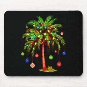 Christmas Palm Tree Light Hawaiian Tropical Xmas Mouse Mat