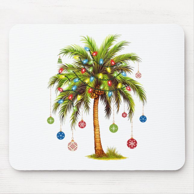Christmas Palm Tree Light Hawaiian Tropical Xmas  Mouse Mat (Front)