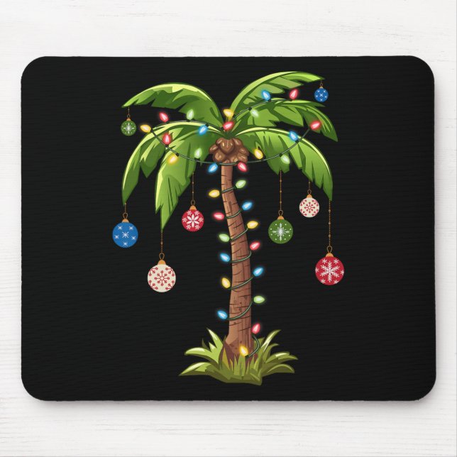 Christmas Palm Tree Light Hawaiian Tropical Xmas  Mouse Mat (Front)