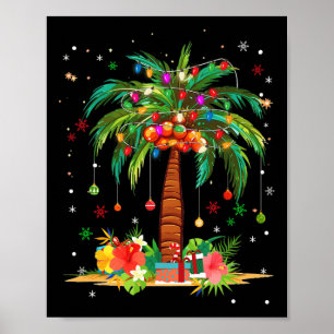 Christmas Palm Tree Light Hawaiian Tropical Xmas  Poster