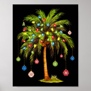 Christmas Palm Tree Light Hawaiian Tropical Xmas  Poster