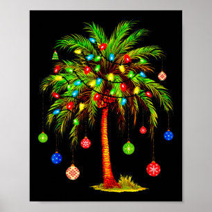 Christmas Palm Tree Light Hawaiian Tropical Xmas  Poster