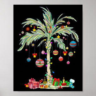 Christmas Palm Tree Light Hawaiian Tropical Xmas Poster