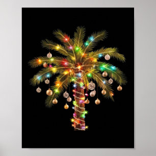 Christmas Palm Tree Light Hawaiian Tropical Xmas Poster
