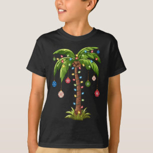 Christmas Palm Tree Light Hawaiian Tropical Xmas T-Shirt