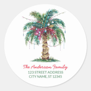 Christmas Palm Tree Light Return Address Labels