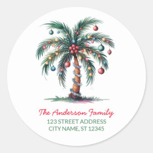 Christmas Palm Tree Light Return Address Labels   