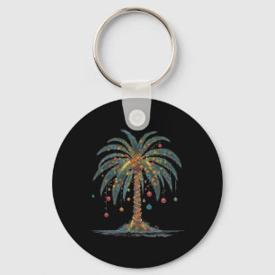 Christmas Palm Tree Merry Christmas Tropical Chris Key Ring