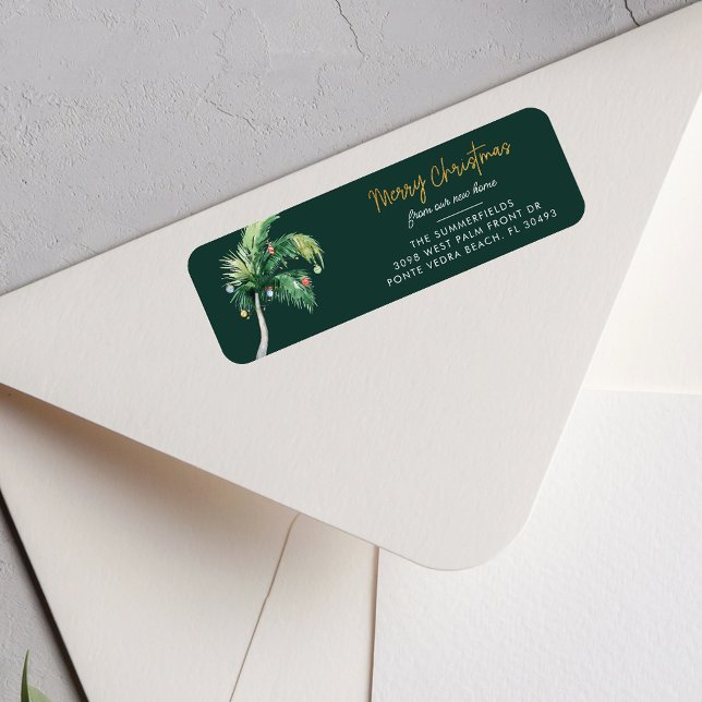 Christmas Palm Tree Moving Return Address (Christmas Palm Tree Moving Return Address Label)