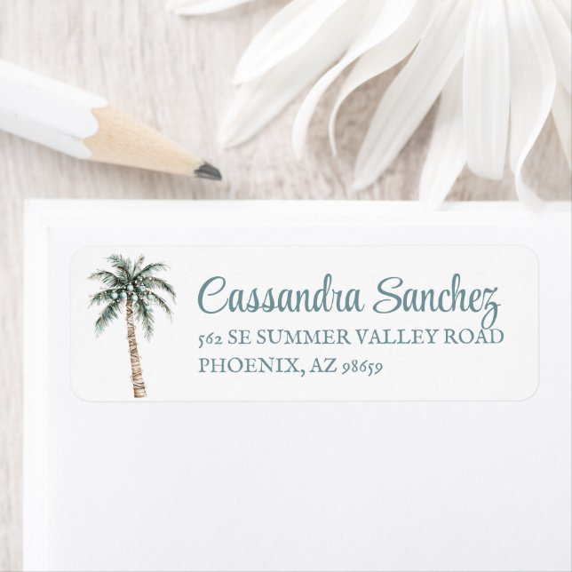 Christmas Palm Tree Return Address Label (Insitu)
