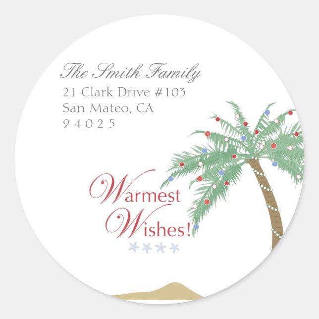 Christmas Palm Tree Return Address Labels (Front)