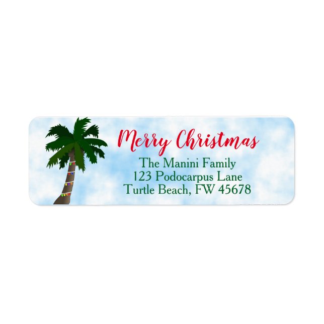 Christmas Palm Tree Return Address Labels Custom (Front)