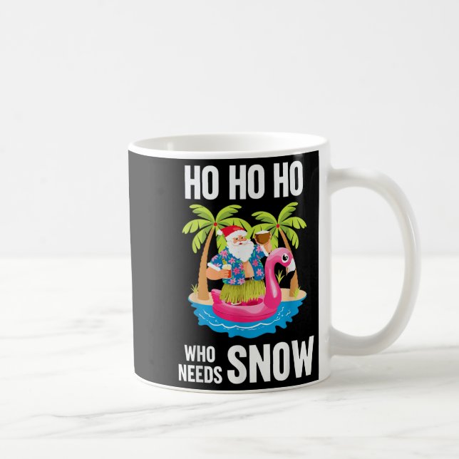 Christmas Palm Tree Santa Surfing Beach Vacation X Coffee Mug (Right)