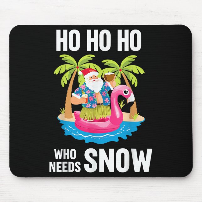 Christmas Palm Tree Santa Surfing Beach Vacation X Mouse Mat (Front)