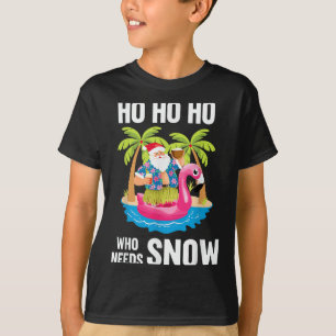 Christmas Palm Tree Santa Surfing Beach Vacation X T-Shirt