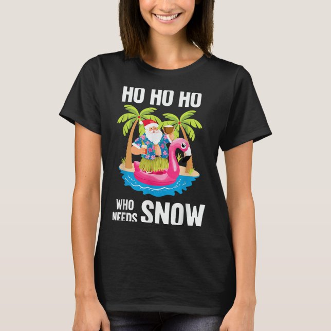 Christmas Palm Tree Santa Surfing Beach Vacation X T-Shirt (Front)