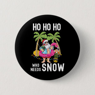 Christmas Palm Tree Santa Surfing Summer Beach Vac 6 Cm Round Badge