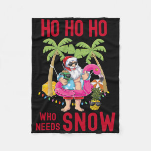 Christmas Palm Tree Santa Surfing Summer Beach Vac Fleece Blanket