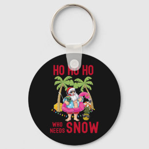 Christmas Palm Tree Santa Surfing Summer Beach Vac Key Ring