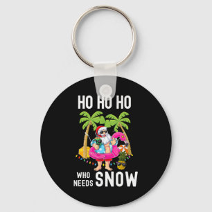 Christmas Palm Tree Santa Surfing Summer Beach Vac Key Ring