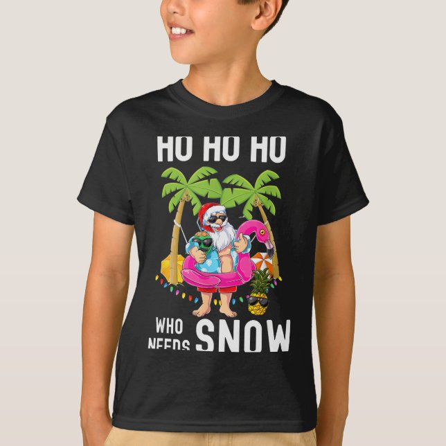 Christmas Palm Tree Santa Surfing Summer Beach Vac T-Shirt (Front)