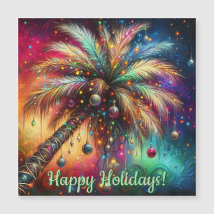 Christmas Palm Tree Tropical Beach Magnetic Card