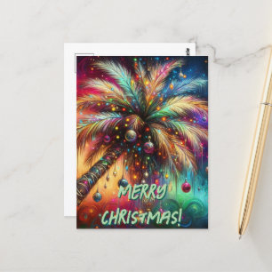 Christmas Palm Tree Tropical Beach Personalised Postcard