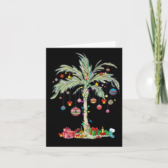 Christmas Palm Tree Tropical Xmas Beach Florida Ha Card (Front)