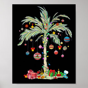 Christmas Palm Tree Tropical Xmas Beach Florida Ha Poster