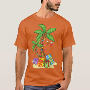 Christmas Palm Tree Tropical Xmas Coconut Lights F T-Shirt