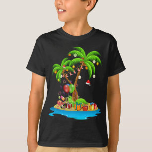 Christmas Palm Tree Tropical Xmas Coconut Lights P T-Shirt