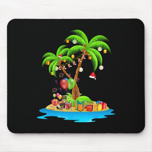 Christmas Palm Tree Tropical Xmas Coconut Matching Mouse Mat (Front)