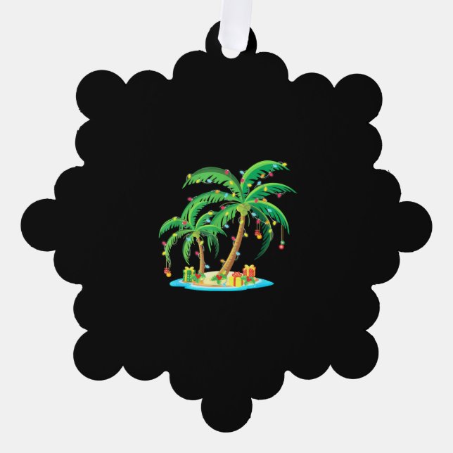 Christmas Palm Tree Tropical Xmas Gift Coconut Decoration Card (Front)