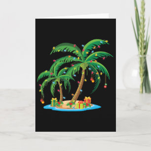 Christmas Palm Tree Tropical Xmas Gift Coconut Lig Card
