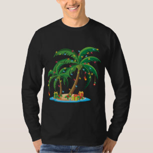 Christmas Palm Tree Tropical Xmas Gift Coconut Lig T-Shirt